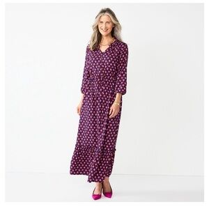 Croft & Barrow Purple and Pink Maxi Dress